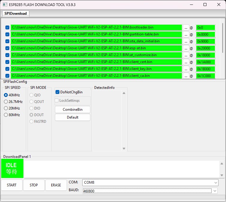 Flash Download Tool binary-image configuration