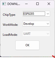 Flash Download Tool set to ESP8285